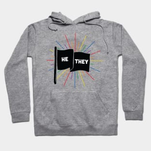 He/They Pronouns Retro Flag Hoodie